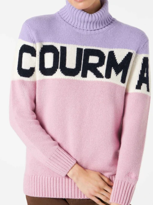 Maglia da donna a collo alto con scritta Courma
