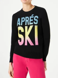 Maglia da donna Aprés Ski nero con scritta degrade
