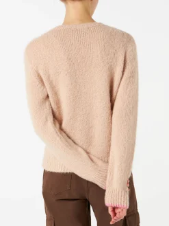 Maglia da donna beige garzata con ricamo