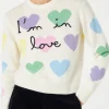 Maglia da donna con stampa cuori e ricamo I'm in Love
