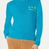 Maglia da donna garzata azzurra con ricamo