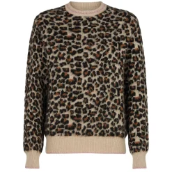 Maglia da donna garzata con fantasia leopardata