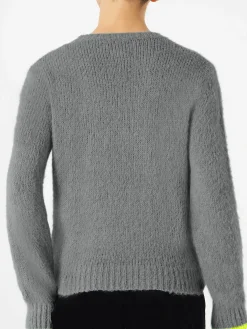 Maglia da donna garzata grigia con ricamo Mai una Gioia