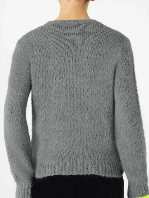 Maglia da donna garzata grigia con ricamo Mai una Gioia