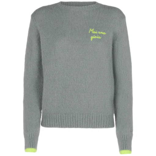 Maglia da donna garzata grigia con ricamo Mai una Gioia