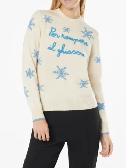 Maglia da donna girocollo con ricamo Per Rompere il Ghiaccio