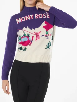 Maglia da donna girocollo con stampa cartolina Mont Rosè