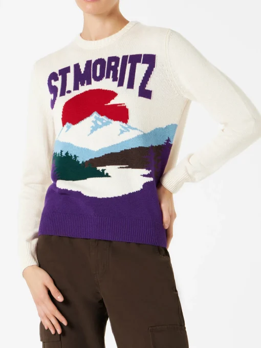 Maglia da donna girocollo con St.Moritz