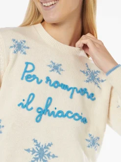 Maglia da donna girocollo con ricamo Per Rompere il Ghiaccio