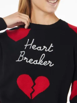 Maglia da donna girocollo con ricamo Heart Breaker