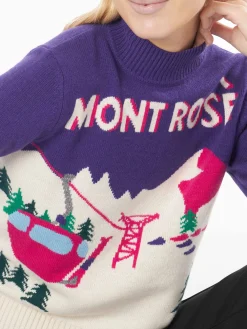 Maglia da donna girocollo con stampa cartolina Mont Rosè