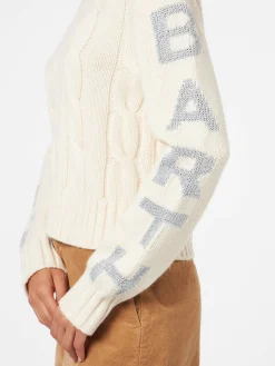 Maglia da donna girocollo intrecciata con stampa Saint Barth lurex