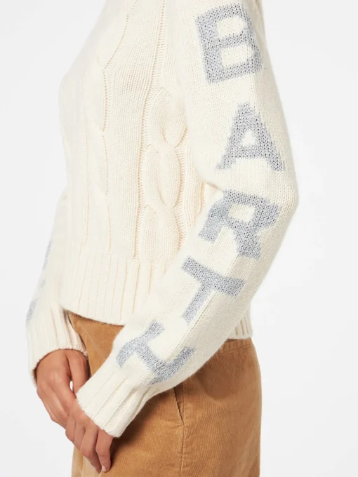 Maglia da donna girocollo intrecciata con stampa Saint Barth lurex