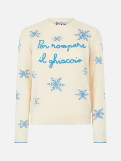 Maglia da donna girocollo con ricamo Per Rompere il Ghiaccio