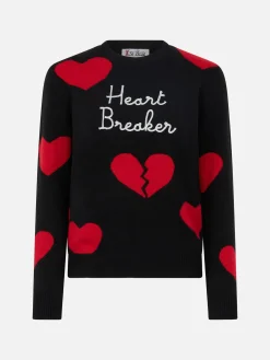 Maglia da donna girocollo con ricamo Heart Breaker