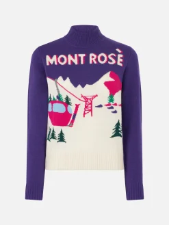 Maglia da donna girocollo con stampa cartolina Mont Rosè