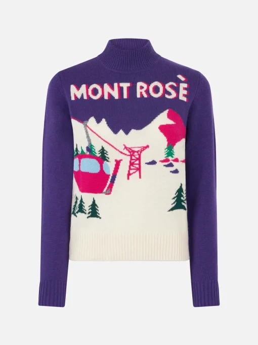 Maglia da donna girocollo con stampa cartolina Mont Rosè