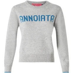 Maglia da donna grigia con scritta Annoiata in lurex