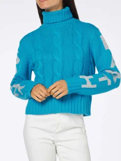 Maglia da donna intrecciata a collo alto con stampa jacquard Saint Barth
