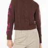 Maglia da donna intrecciata a collo alto con stampa jacquard Saint Moritz