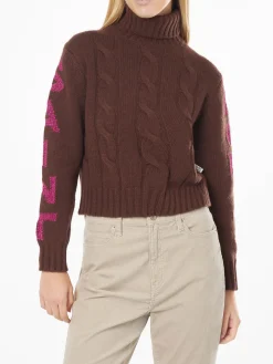 Maglia da donna intrecciata a collo alto con stampa jacquard Saint Moritz