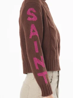 Maglia da donna intrecciata a collo alto con stampa jacquard Saint Moritz