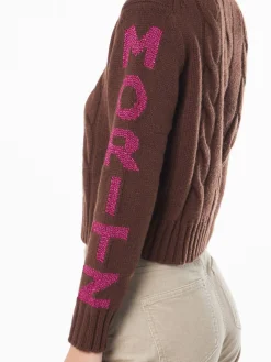 Maglia da donna intrecciata a collo alto con stampa jacquard Saint Moritz