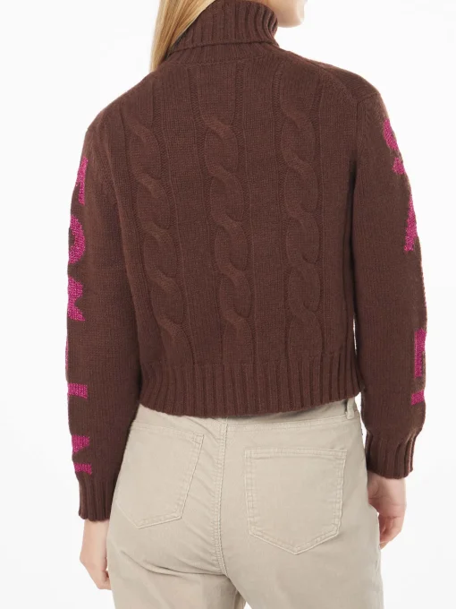 Maglia da donna intrecciata a collo alto con stampa jacquard Saint Moritz