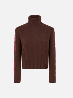 Maglia da donna intrecciata a collo alto con stampa jacquard Saint Moritz