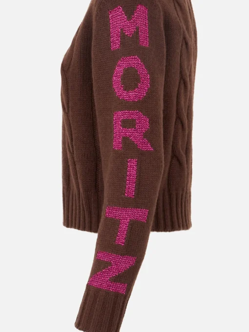 Maglia da donna intrecciata a collo alto con stampa jacquard Saint Moritz