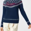 Maglia da donna jacquard nordica girocollo blu navy