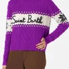 Maglia da donna mezzo collo alto con scritta Saint Barth