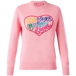 Maglia da donna rosa ricamo All you need is love