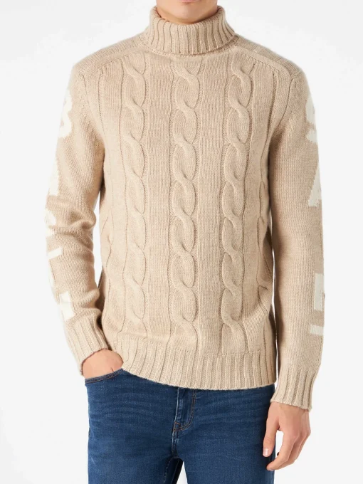 Maglia da uomo a collo alto intrecciata con stampa Saint Barth