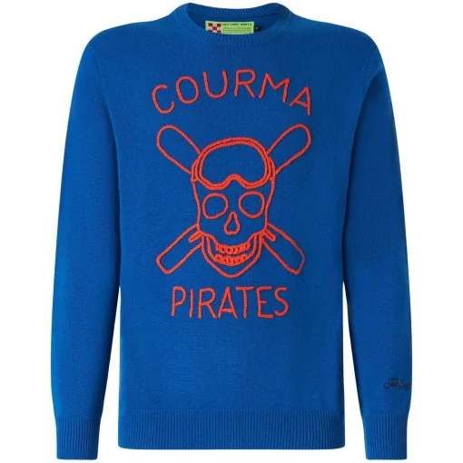 Maglia da uomo blu con ricamo Courma Pirates