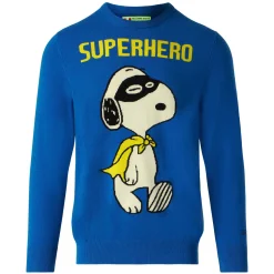 Maglia da uomo blu stampa Snoopy Superhero | SNOOPY - EDIZIONE SPECIALE PEANUTS™