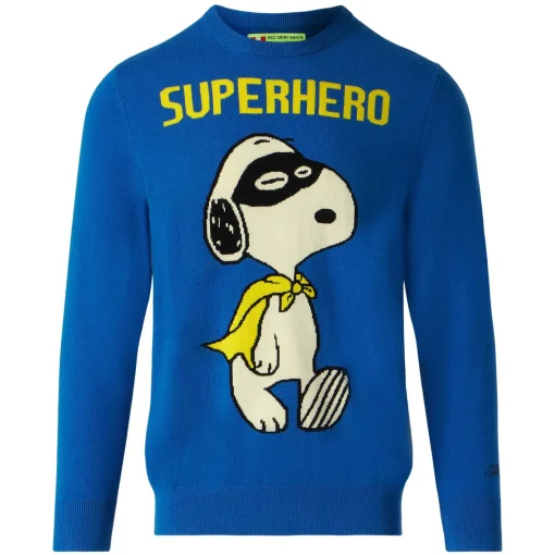 Maglia da uomo blu stampa Snoopy Superhero | SNOOPY - EDIZIONE SPECIALE PEANUTS™