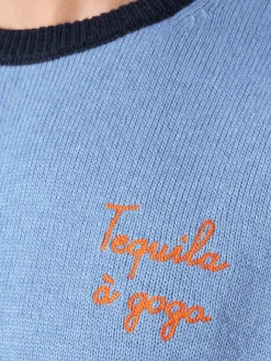 Maglia da uomo celeste con ricamo Tequila à gogo
