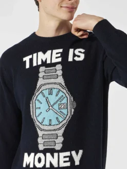 Maglia da uomo con ricamo Time is money