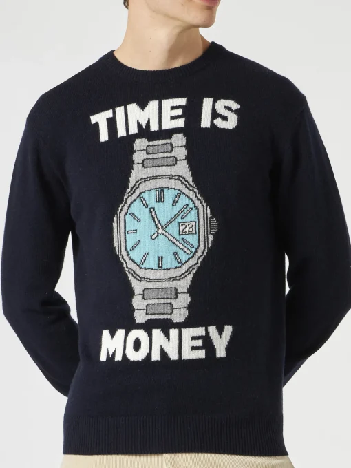 Maglia da uomo con ricamo Time is money