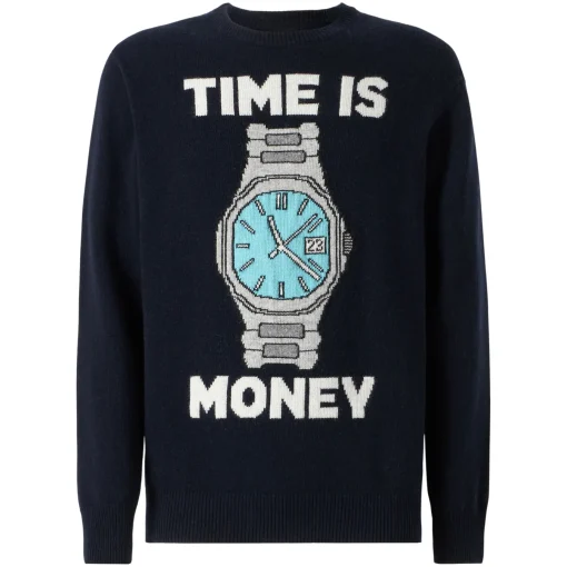 Maglia da uomo con ricamo Time is money