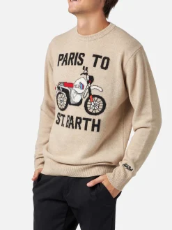 Maglia da uomo con stampa frontale Paris to St.Barth