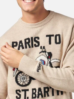 Maglia da uomo con stampa frontale Paris to St.Barth