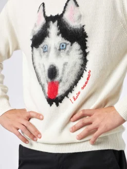Maglia da uomo con stampa lupo e ricamo I hate summer