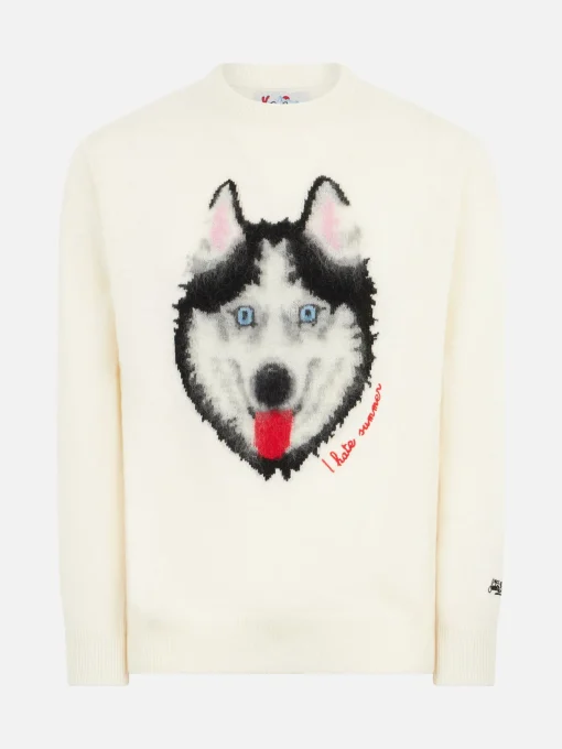 Maglia da uomo con stampa lupo e ricamo I hate summer