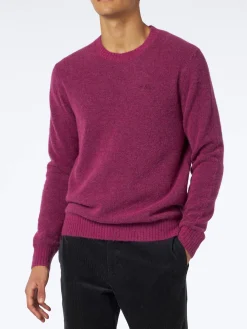 Maglia da uomo fucsia in lana stretch con ricamo St. Barth