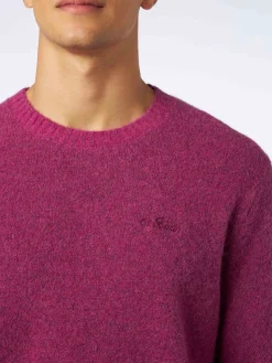 Maglia da uomo fucsia in lana stretch con ricamo St. Barth