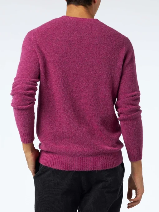 Maglia da uomo fucsia in lana stretch con ricamo St. Barth