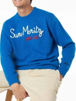 Maglia da uomo girocollo con ricamo Sun Moritz Après Ski
