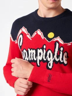 Maglia da uomo girocollo con stampa jacquard Campiglio
